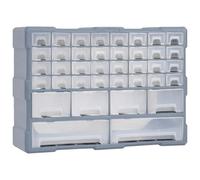 vidaXL 40-Drawer Multipurpose Organiser, Grey Tool Storage Unit/Craft Box/Sewing Box, Impact- and See-Through Drawers, Wall Mountable
