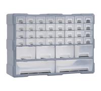 vidaXL 40-Drawer Multipurpose Organiser, Grey Tool Storage Unit/Craft Box/Sewing Box, Impact- and See-Through Drawers, Wall Mountable