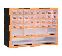 vidaXL Multi-drawer Organiser with 40 Drawers - Durable Plastic Storage Unit - Ideal for Tools, Crafts, Nails and Sewing Items - Easy Wall-Mount - Orange and Black