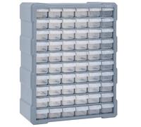 'vidaXL Multi-Drawer Organiser with 60 Transparent Drawers - Ideal for Tools, Sewing, and Nails - Durable Polypropylene Storage Unit - Grey