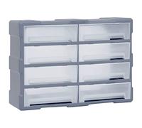 vidaXL Multi-Drawer Organiser - 8-Drawer Storage Unit Wall-Mountable, Impact-Resistant Plastic, Grey
