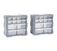 vidaXL Multi-drawer Organisers - Sturdy Polypropylene Storage Units with 24 Drawers - Grey Organiser for Tools, Hardware and Crafts - Clear See-through Drawers for Easy Access - No Assembly Required