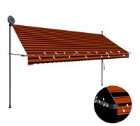 vidaXL Multicolor Manual Retractable Awning in Orange-Brown with LED - 350 cm Width, Suitable for Window, Terrace, Balcony, Garden
