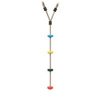 ** vidaXL Multicolour Disc Rope Swing - Kids Outdoor Climbing Toy with 4 Treads, Sturdy Multi-Layer PE Rope and Metal Mounting Rings, 140cm Height, 50kg Max Load