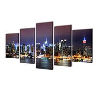 vidaXL Multicolour New York Canvas Panoramic View - Waterproof Canvas Print Wall Art, 5-Piece Set (200x100 cm) for Room Décor
