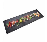 vidaXL Multicoloured Kitchen Rug - Soft Velvet Fabric, Skid-Resistant Latex Base - Machine Washable, Easy to Roll - Spices Print Design, Perfect for Indoor/Outdoor Use