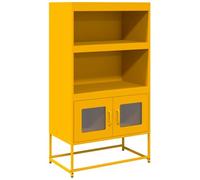 vidaXL mustard yellow highboard/storage cabinet - steel, modern, 68x39x123 cm, kitchen/living/dining room furniture