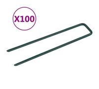 vidaXL Nails for Artificial Grass 100 pcs U-shape Iron Fasteners Turf Pins