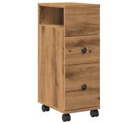 vidaXL Narrow Bathroom Cabinet & Wheels Cabinet Artisian Oak Engineered Wood