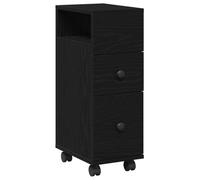 vidaXL Narrow Bathroom Cabinet with Wheel Black oak 33 x 23 x 65 cm, Modern Bathroom Cabinet, Rectangular Design, Practical Storage Solution, Narrow Slim Furniture, Efficient Organized Space