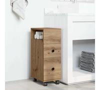 vidaXL Narrow Bathroom Cabinet with Wheels Artisian Oak Engineered Wood