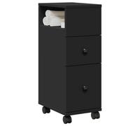 Vidaxl Narrow Bathroom Cabinet With Wheels Black Engineered Wood