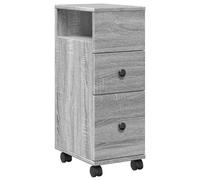 vidaXL Narrow Bathroom Cabinet with Wheels Cabinet Grey Sonoma Engineered Wood