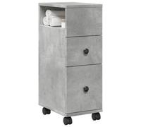 Vidaxl Narrow Bathroom Cabinet With Wheels Concrete Grey Engineered Wood