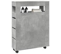 Vidaxl Narrow Bathroom Cabinet With Wheels Concrete Grey Engineered Wood