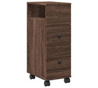 vidaXL Narrow Bathroom Cabinet with Wheels Cupboard Brown Oak Engineered Wood