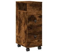 vidaXL Narrow Bathroom Cabinet with Wheels Cupboard Smoked Oak Engineered Wood