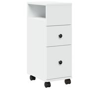 vidaXL Narrow Bathroom Cabinet with Wheels Cupboard White Engineered Wood