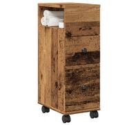 vidaXL Narrow Bathroom Cabinet with Wheels Old Wood Engineered Wood