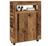 vidaXL Narrow Bathroom Cabinet with Wheels Old Wood Engineered Wood