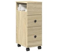 vidaXL Narrow Bathroom Cabinet with Wheels Sonoma Oak Engineered Wood