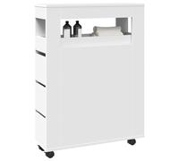 vidaXL Narrow Bathroom Cabinet with Wheels White Engineered Wood