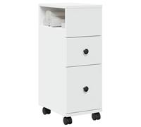 vidaXL Narrow Bathroom Cabinet with Wheels White Engineered Wood