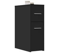 vidaXL Narrow Bathroom Cupboard with Wheels Black Engineered Wood