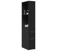 vidaXL Narrow Bathroom Cupboard with Wheels Black Engineered Wood