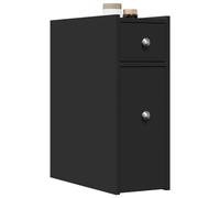 vidaXL Narrow Bathroom Cupboard with Wheels Black Engineered Wood