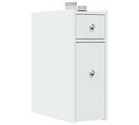 vidaXL Narrow Bathroom Cupboard with Wheels White Engineered Wood