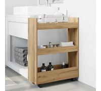 vidaXL Narrow Storage Trolley 3 Tier Artisian Oak Engineered Wood