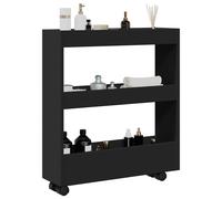 vidaXL Narrow Storage Trolley 3 Tier Black Engineered Wood