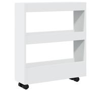 vidaXL Narrow Storage Trolley 3 Tier Bookcase Shelf White Engineered Wood