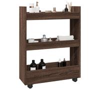 vidaXL Narrow Storage Trolley 3 Tier Brown Oak Engineered Wood