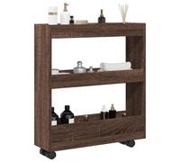vidaXL Narrow Storage Trolley 3 Tier Brown Oak Engineered Wood