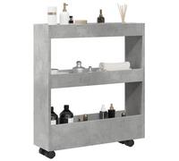vidaXL Narrow Storage Trolley 3 Tier Concrete Grey Engineered Wood