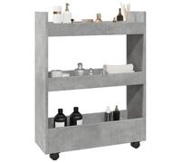 vidaXL Narrow Storage Trolley 3 Tier Concrete Grey Engineered Wood