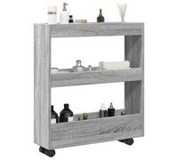 vidaXL Narrow Storage Trolley 3 Tier Grey Sonoma Engineered Wood