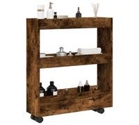 vidaXL Narrow Storage Trolley 3 Tier Smoked Oak Engineered Wood