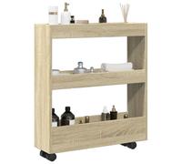 vidaXL Narrow Storage Trolley 3 Tier Sonoma Oak Engineered Wood