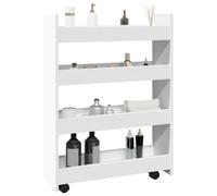 vidaXL Narrow Storage Trolley 4 Tier White Engineered Wood