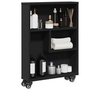 vidaXL Narrow Storage Trolley Black 48x13x68 cm Engineered Wood