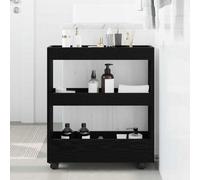 vidaXL Narrow Storage Trolley Black Oak 60 x 18 x 70 cm
