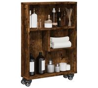 vidaXL Narrow Storage Trolley Smoked Oak 48x13x68 cm Engineered Wood