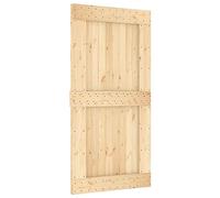 vidaXL Narvik Pine Wood Sliding Internal Barn Door - Brown, Untreated, Space-Saving 210x100 cm, Rustic Style for Bedroom/Kitchen