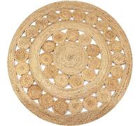 vidaXL Natural Beige Jute Area Rug - Handwoven, Round Shaped, Braided Design for Indoor Spaces - 150 cm Diameter
