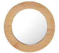 vidaXL Natural Teak Wood Wall Mirror, 40cm Diameter, Thick Rustic Wooden Frame, Easy Wall-Mounting for Home Decor, Living Room, Bathroom - Round and Retro Style
