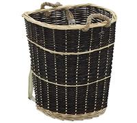 'vidaXL Natural Willow Firewood Backpack with Carrying Belts - Rustic Charm Log Holder/Basket, Versatile Use for Laundry or Vegetable Storage, Brown'