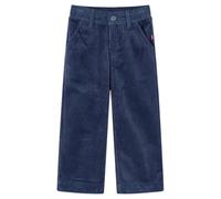vidaXL Navy Corduroy Kids' Casual Pants with Comfortable Wide Legs, Button and Zip Closure, Machine Washable for Ages 3-4